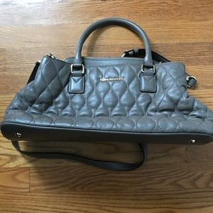 Vera Bradley Taupe Emma Quilted Leather Satchel